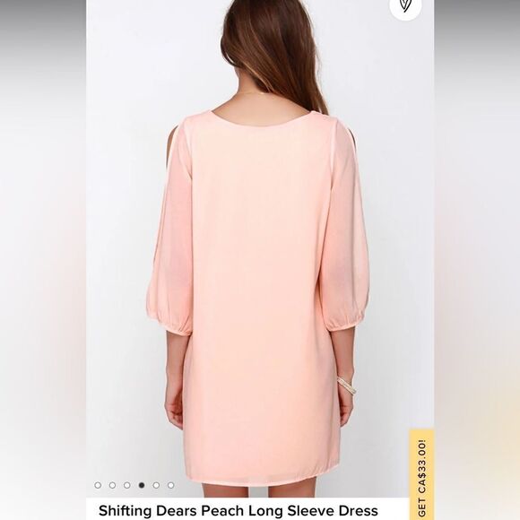 Lulu’s Shifting Dears Peach Long Sleeve Dress - Picture 4 of 12